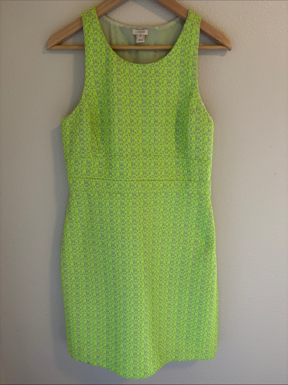 J. Crew Neon Lime Textured Sleeveless Sheath Dress